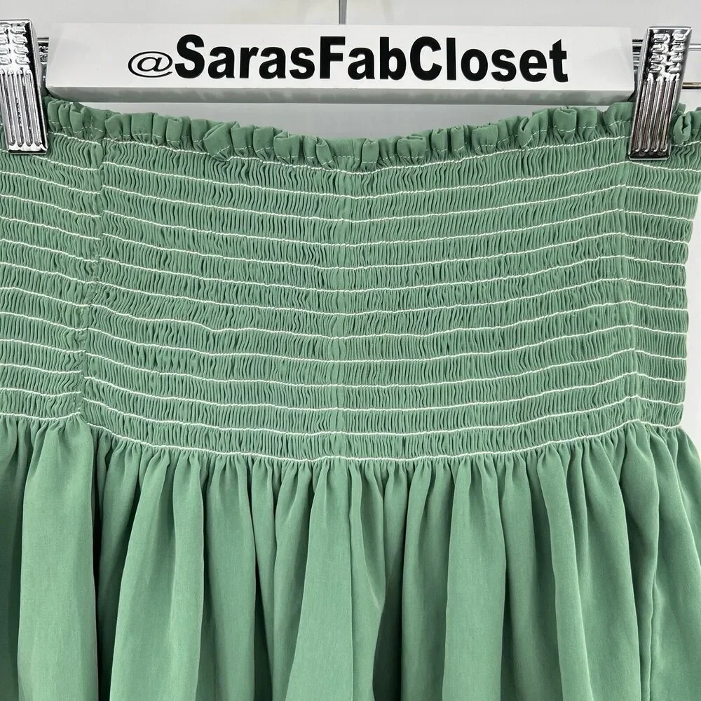 KOCH Erica Shorts Women's Size XS Skirt Skort Pleated Green Pull On Smocked Boho - Picture 3 of 9